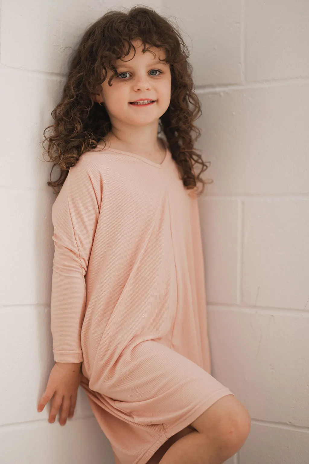 Kids Drape Dress - PINK