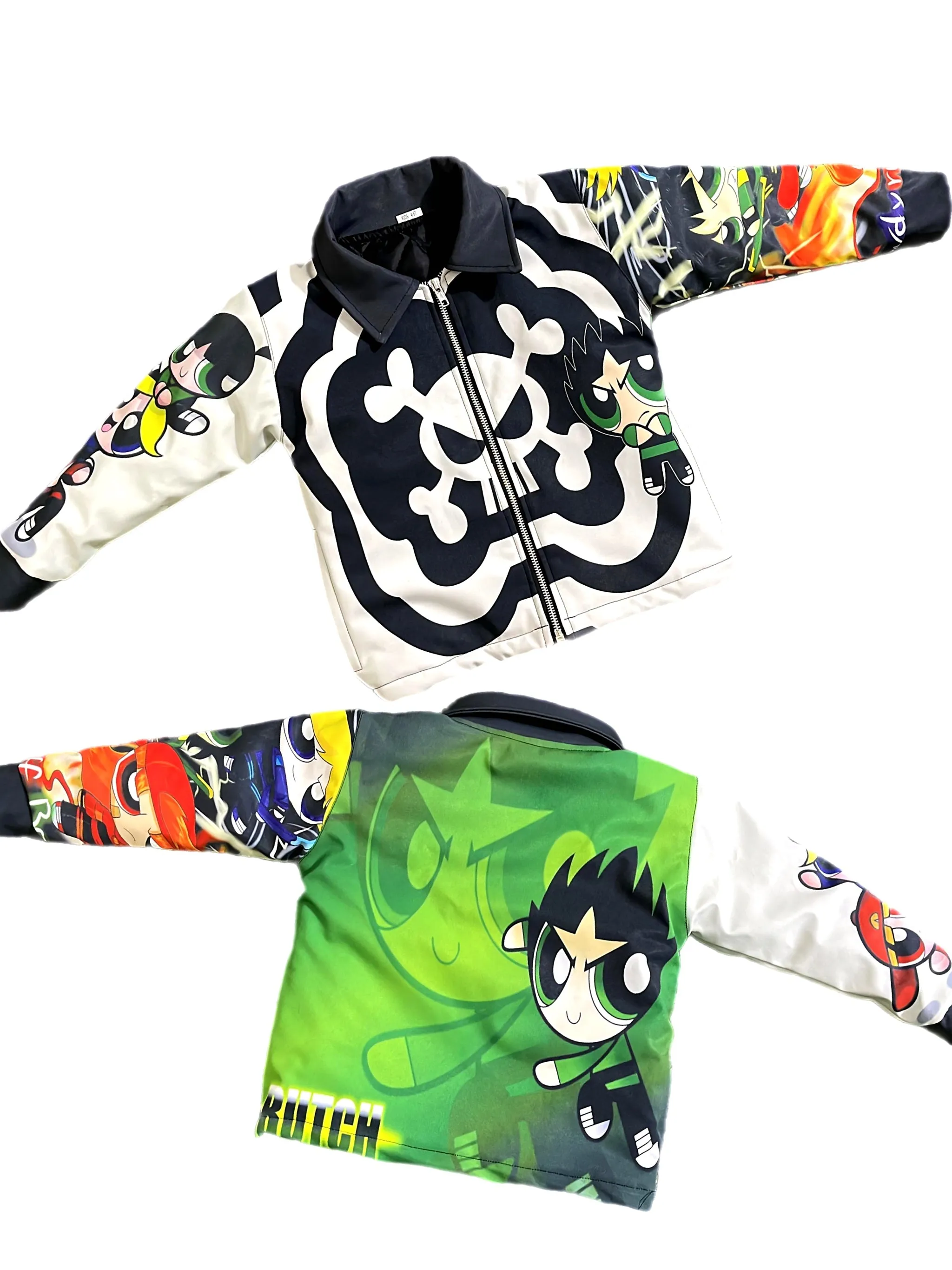 Kids green butch power puff jacket