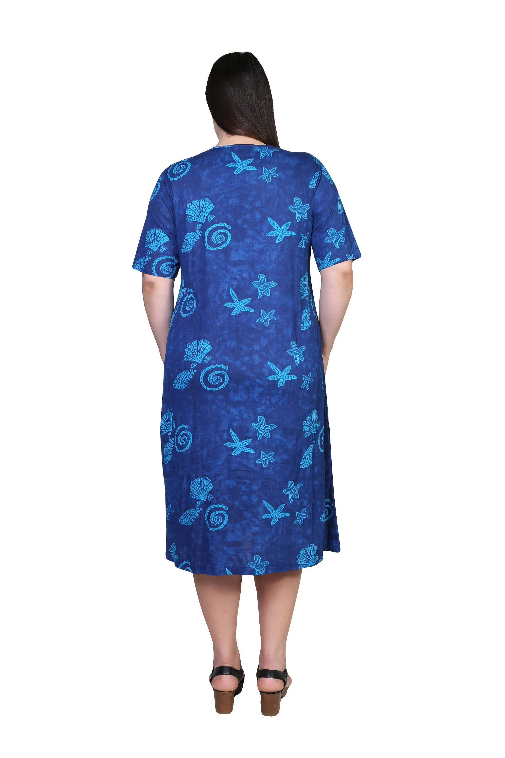 La Cera Plus Size Sea Shell Print Knit Dress