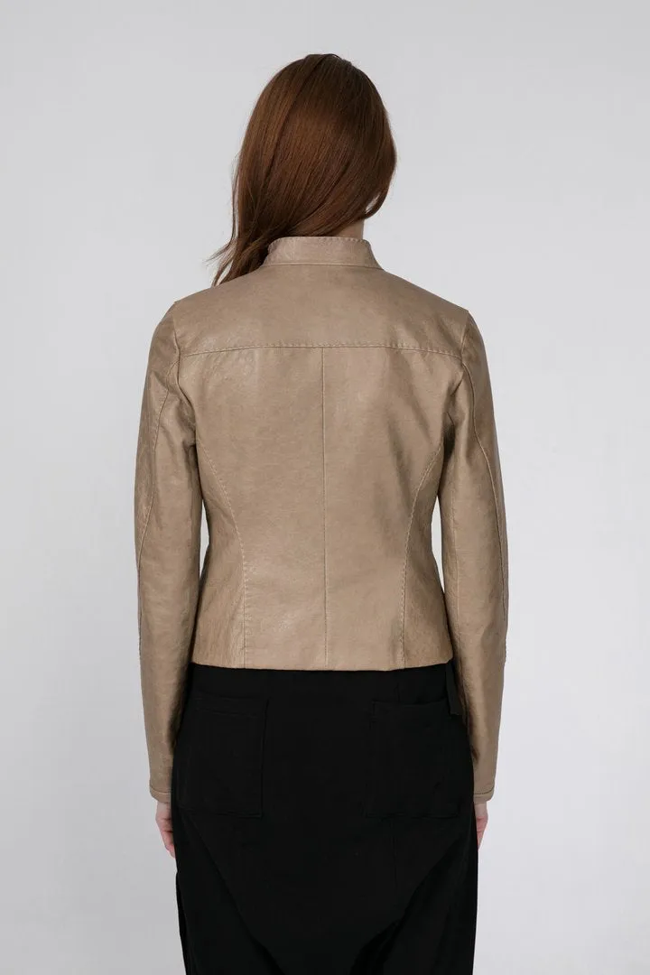 Lily - Beige Leather Jacket