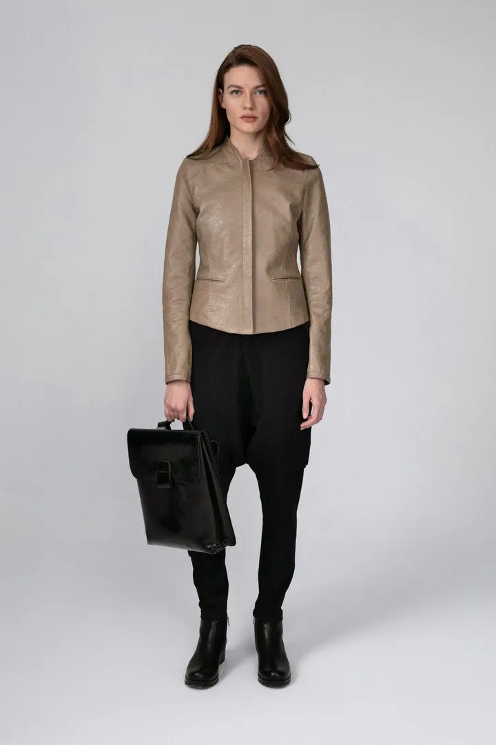 Lily - Beige Leather Jacket