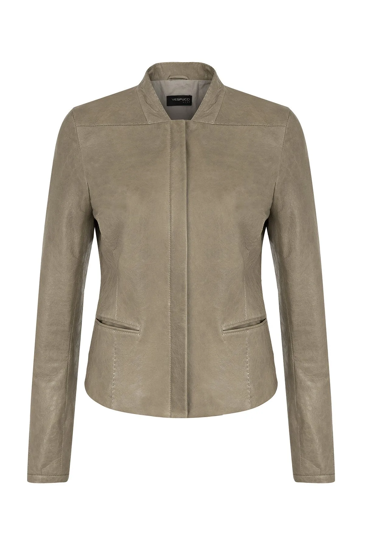 Lily - Beige Leather Jacket