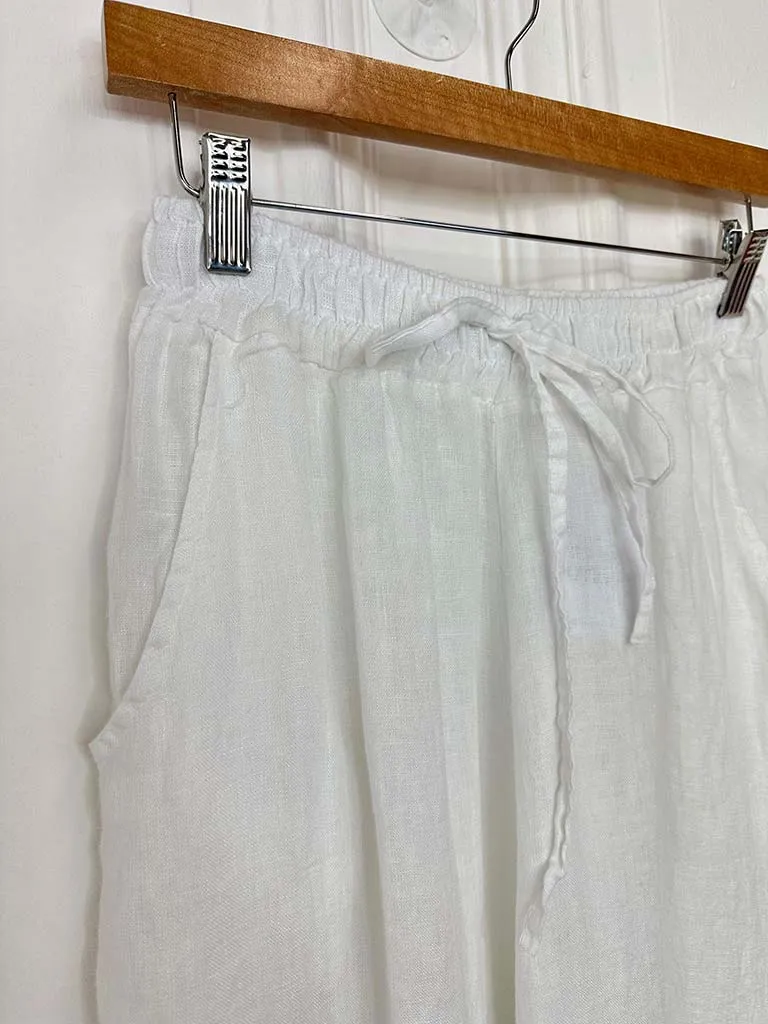 Linen Wide Leg Trousers - White