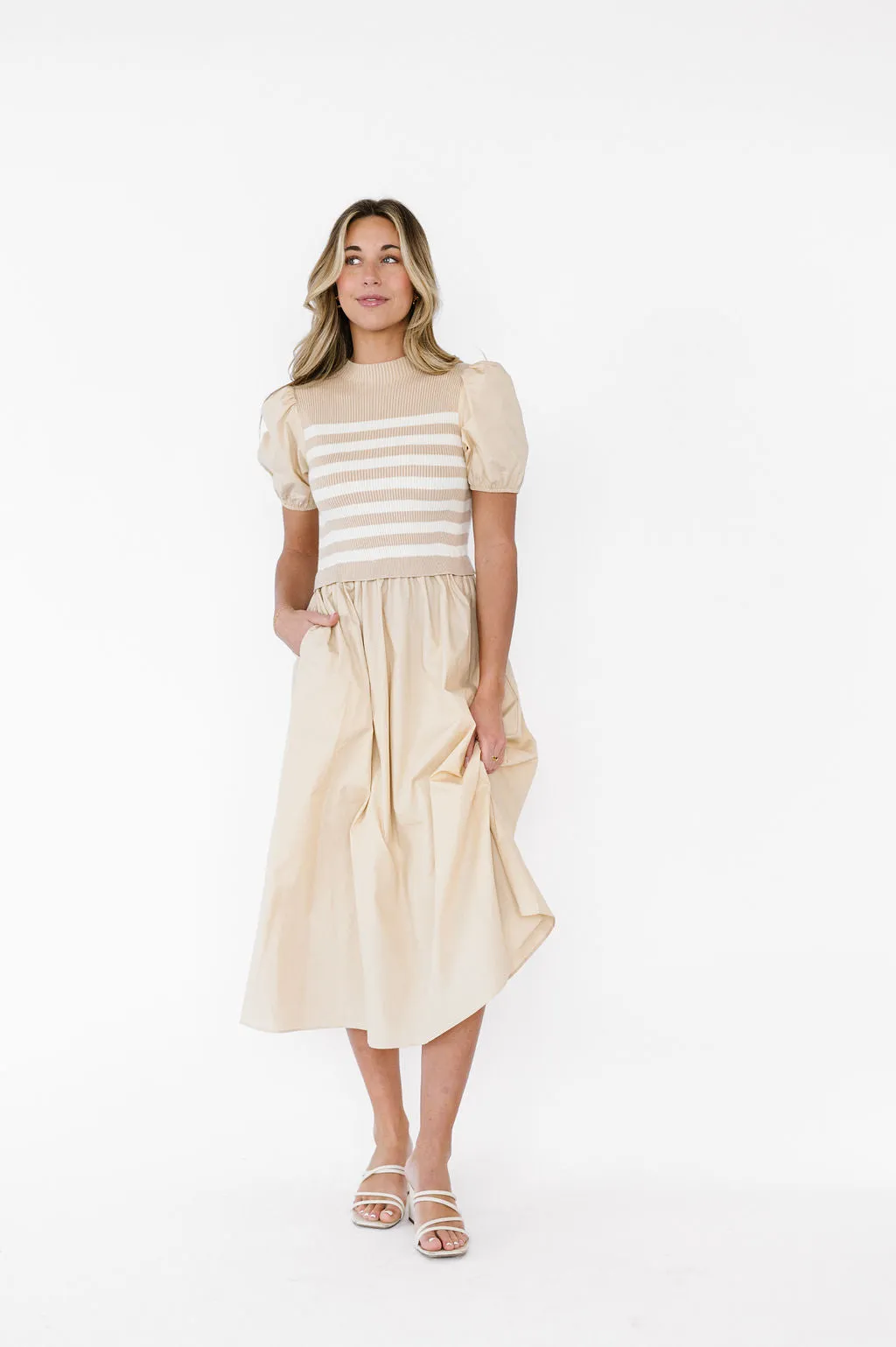 London Sweater Bodice Midi Dress