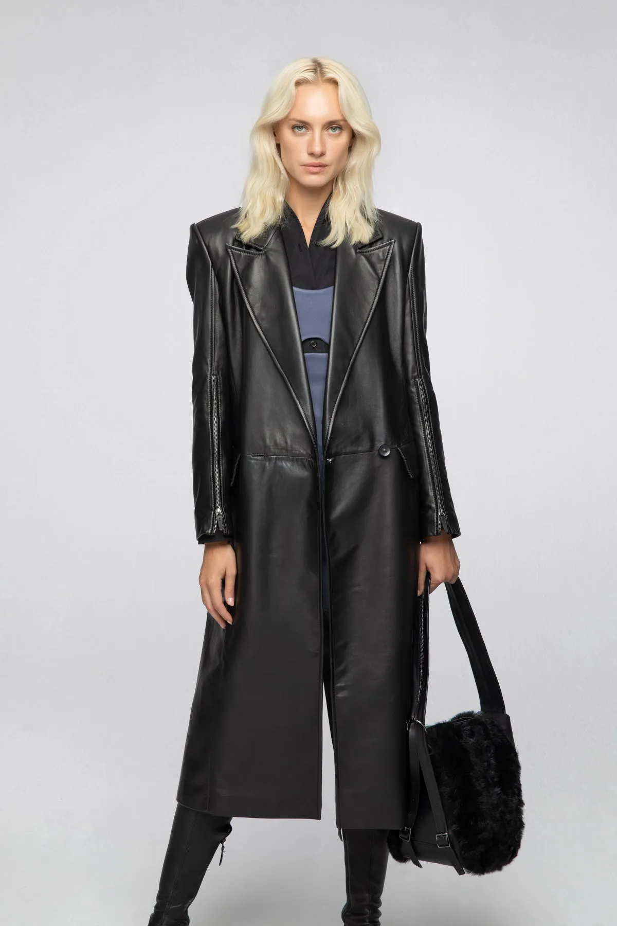 Lorrie - Black Leather Coat