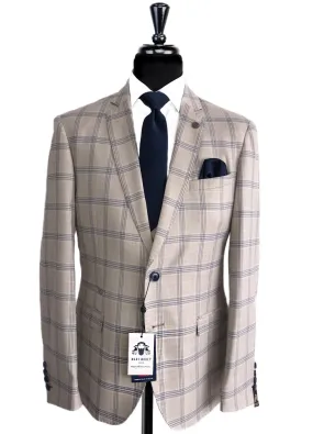 MARC DARCY Buxton Beige Check 3 Piece Suit