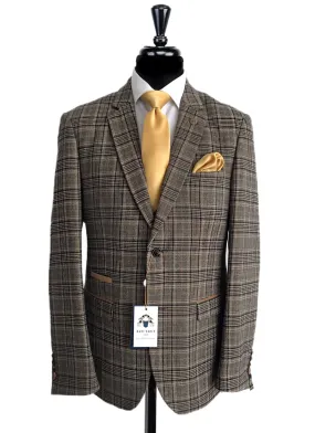 MARC DARCY Enzo Tan Check 3 Piece Suit