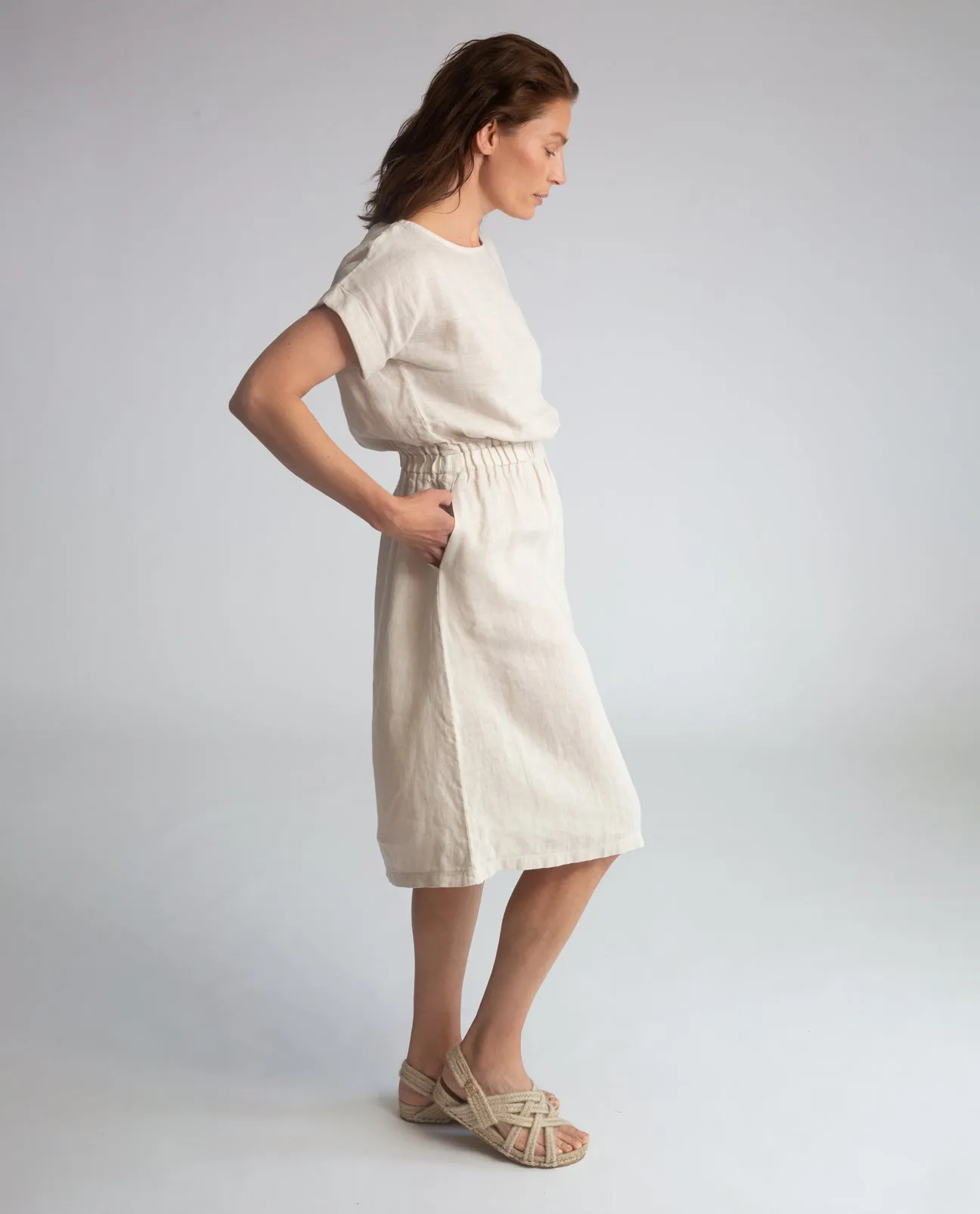 Marissa-May Linen Dress in Bone