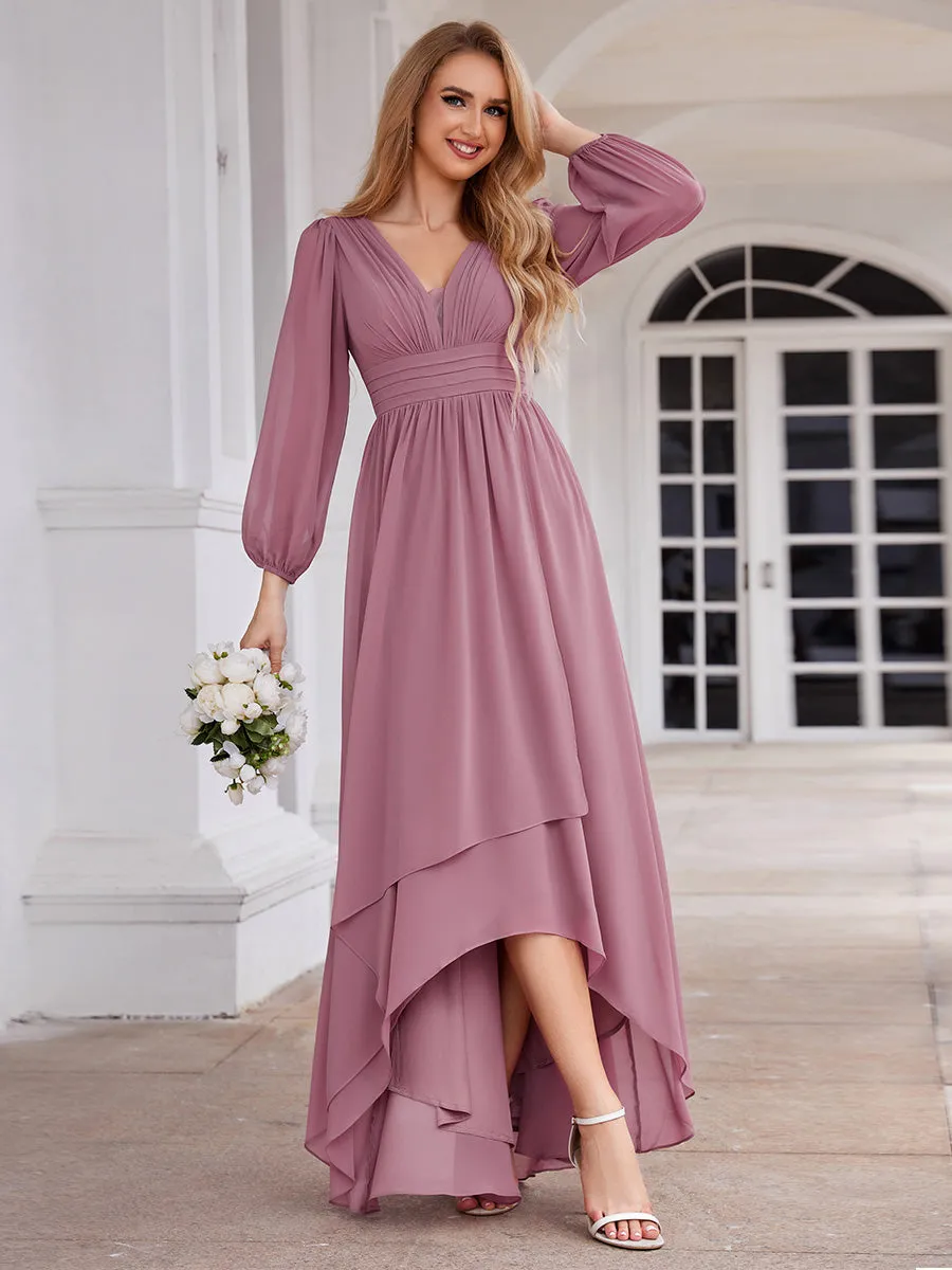 Maxi Long Chiffon Wholesale Evening Dresses With Long Sleeves