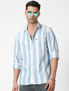 MEN'S BLUE STRIPE SLIM FIT SHIRT