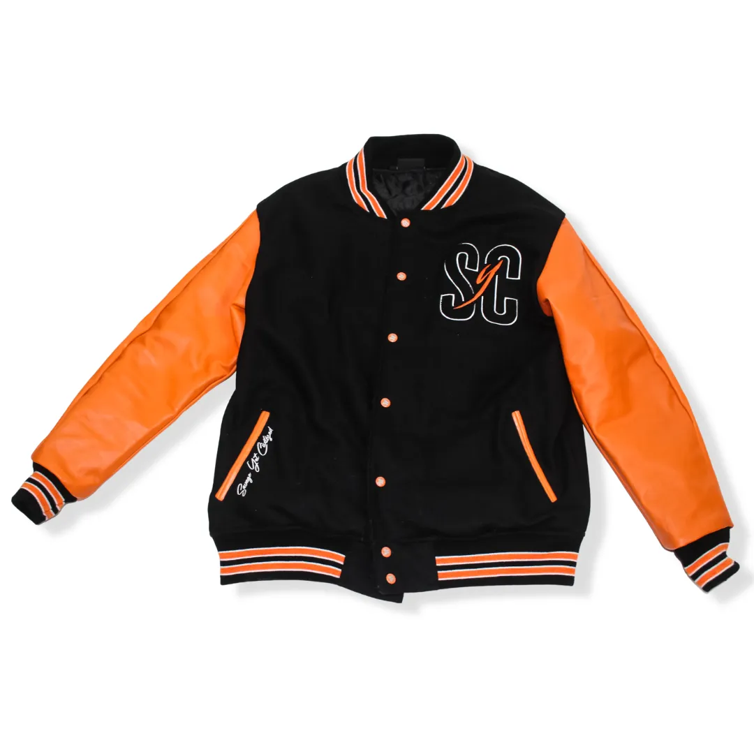 MENS VARSITY JACKET- "ORANGE BLAZE"