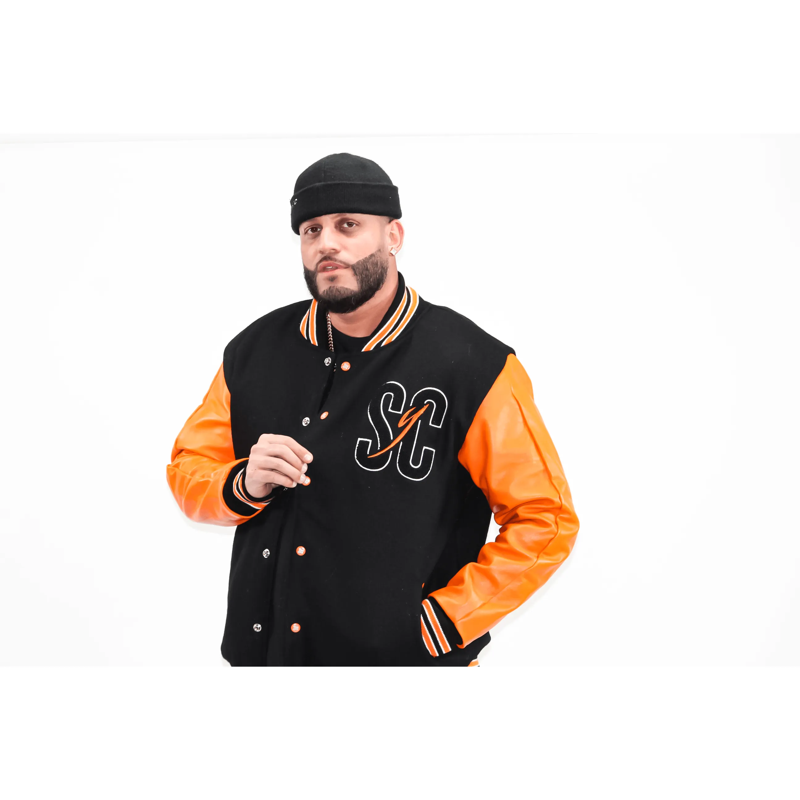 MENS VARSITY JACKET- "ORANGE BLAZE"