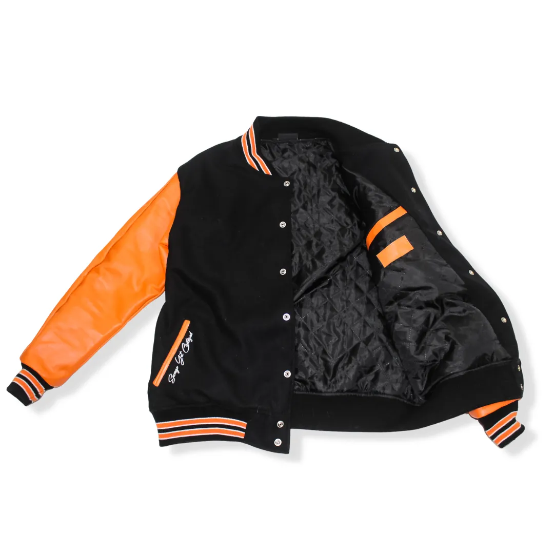 MENS VARSITY JACKET- "ORANGE BLAZE"