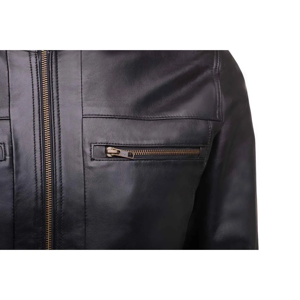 Messi Black Bomber style leather jacket