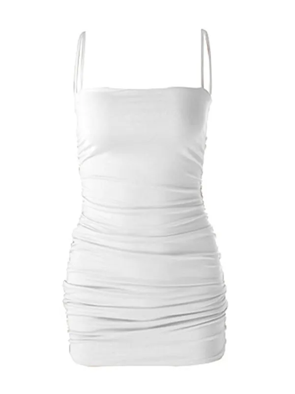 Momnfancy Fashion White Hip Bodycon Clubwear Spaghetti Strap Backless Ruffle Babyshower Cocktail Maternity Mini Dress