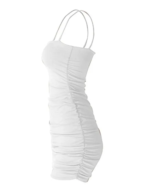 Momnfancy Fashion White Hip Bodycon Clubwear Spaghetti Strap Backless Ruffle Babyshower Cocktail Maternity Mini Dress