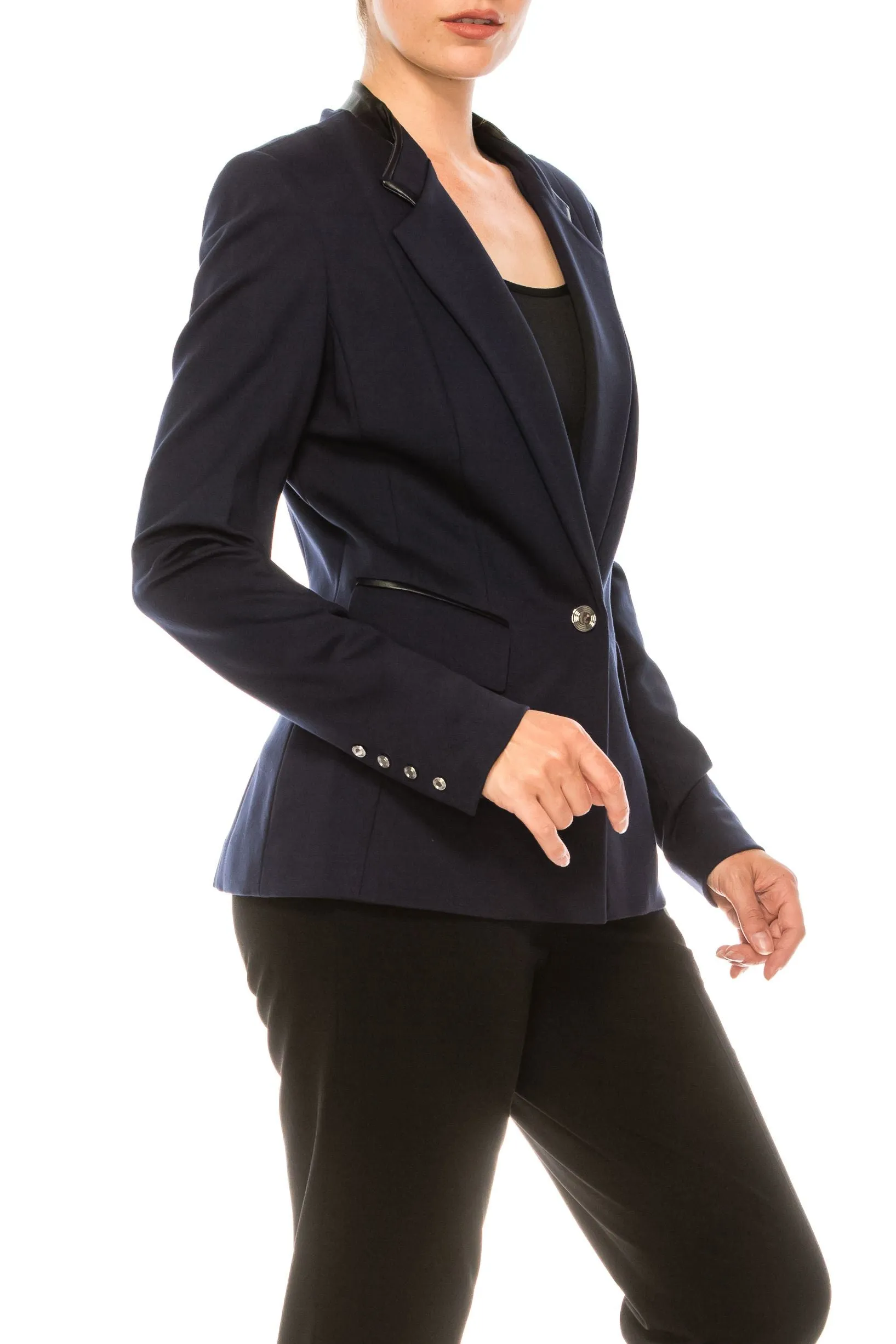 NYGARD LONG SLEEVE COLLARED BUTTON FRONT BLAZER