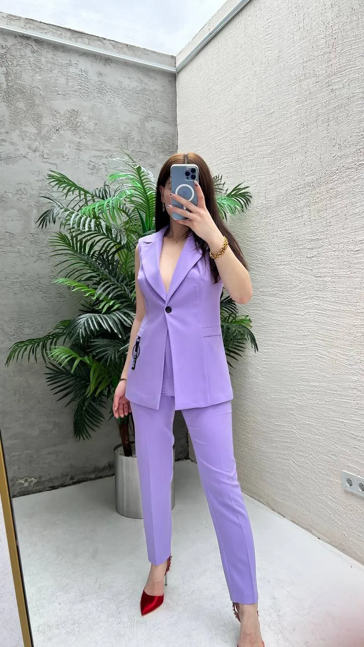 One Button Vest - Lilac