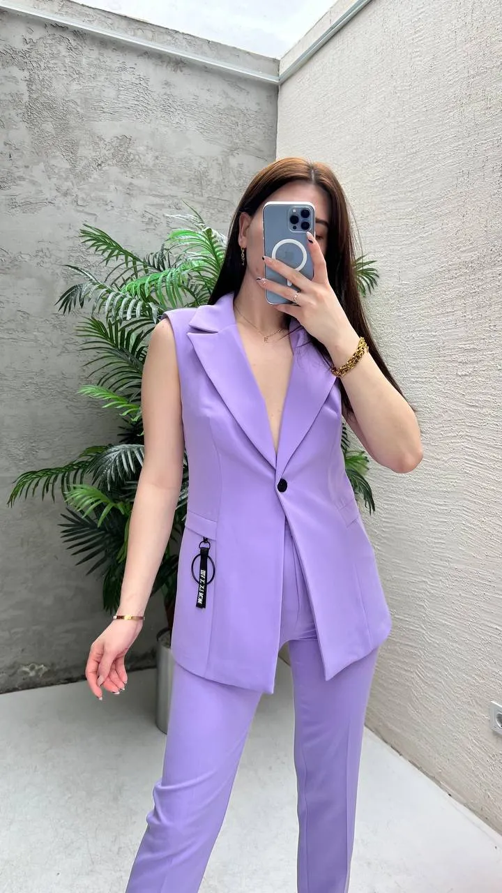 One Button Vest - Lilac