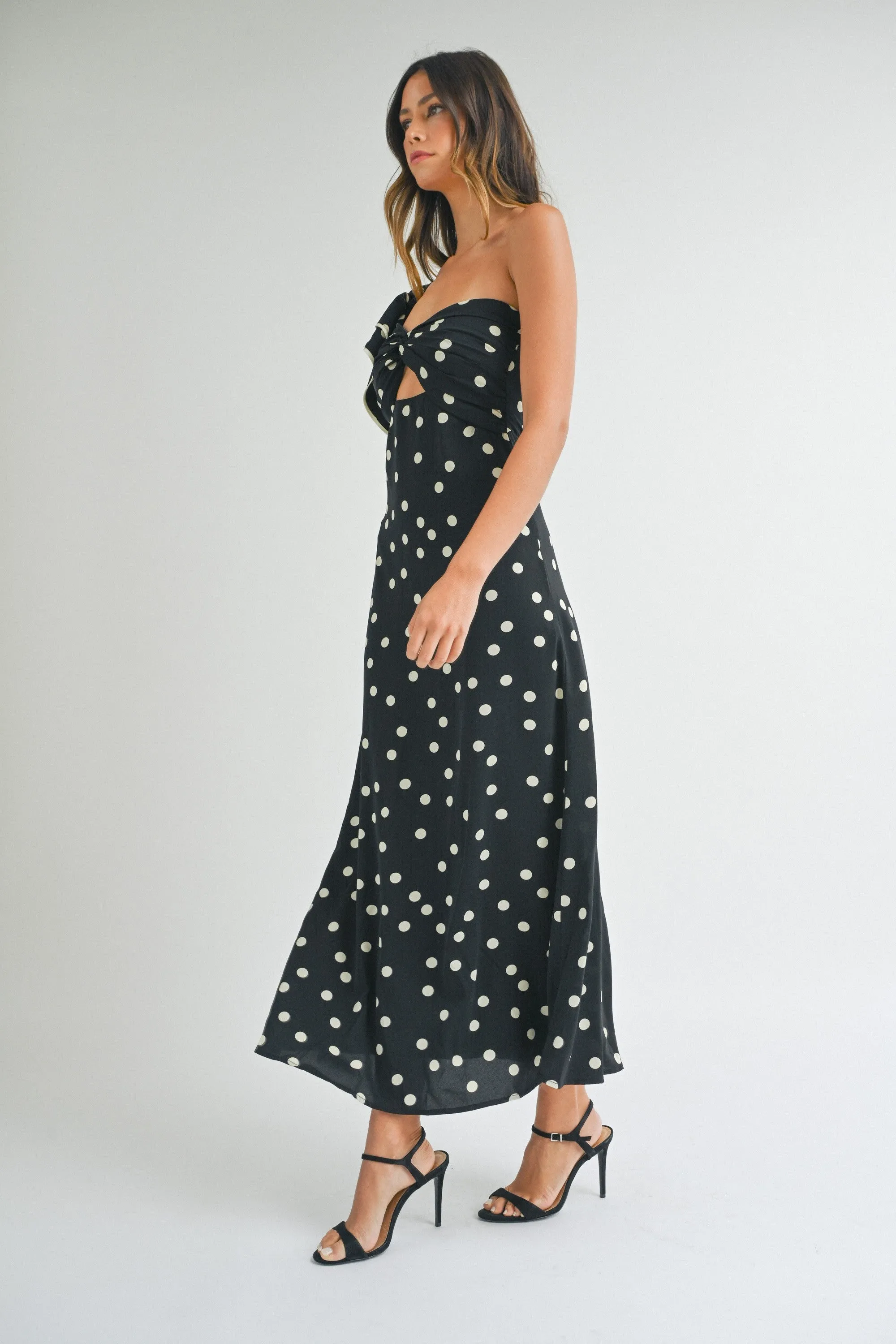 One Shoulder Polka Dot Maxi