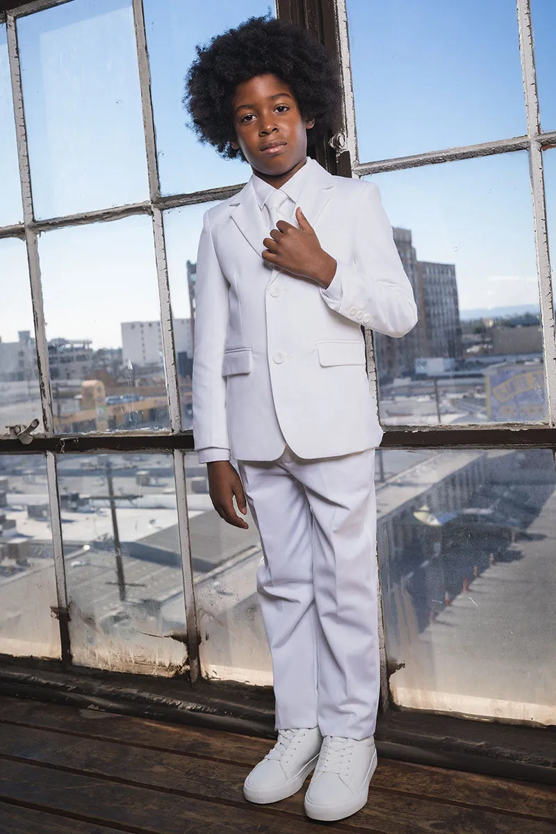 "007" Kids Pearl White Suit (5-Piece Set)