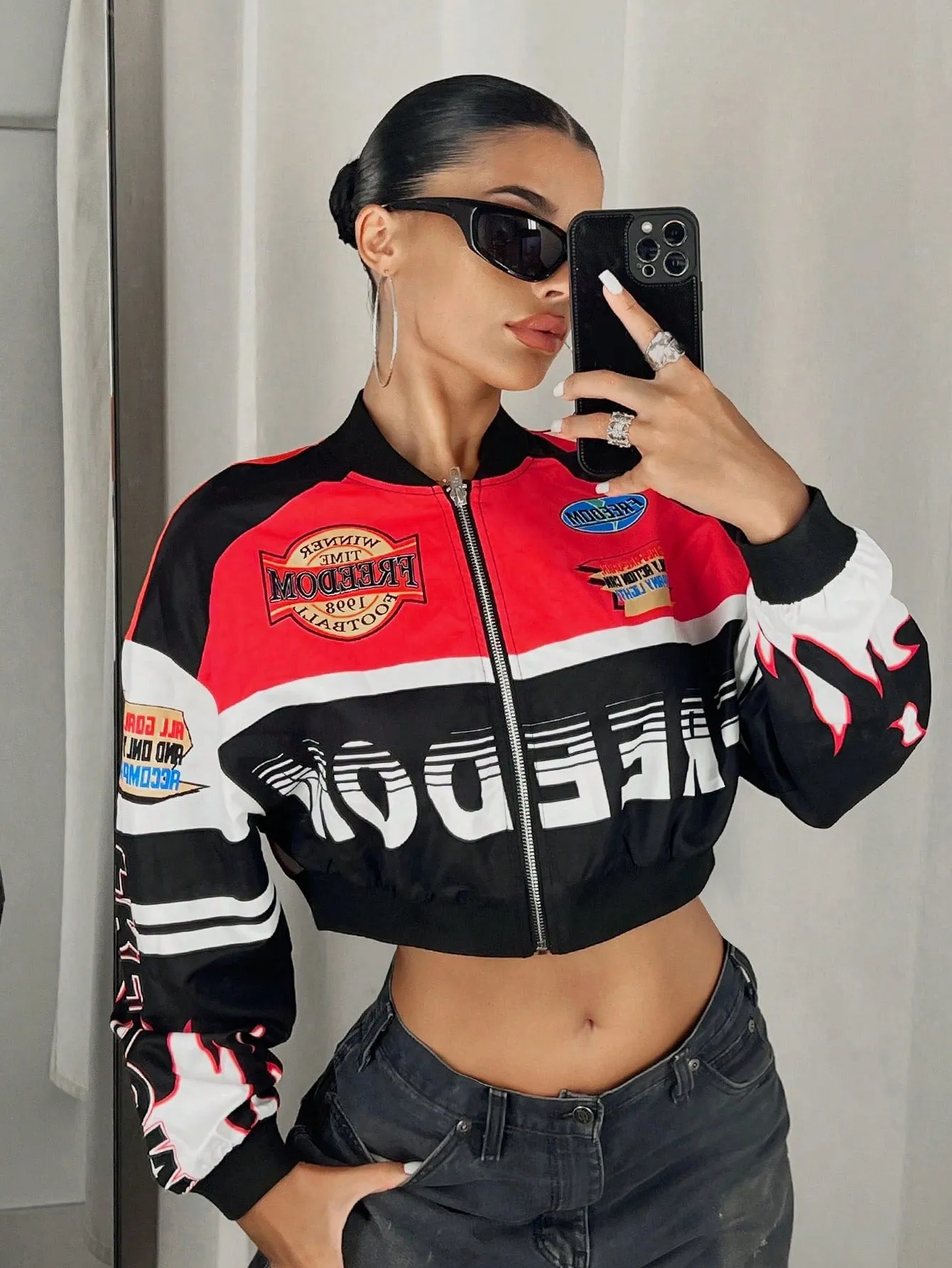 Racer Crop Bomber Jacket