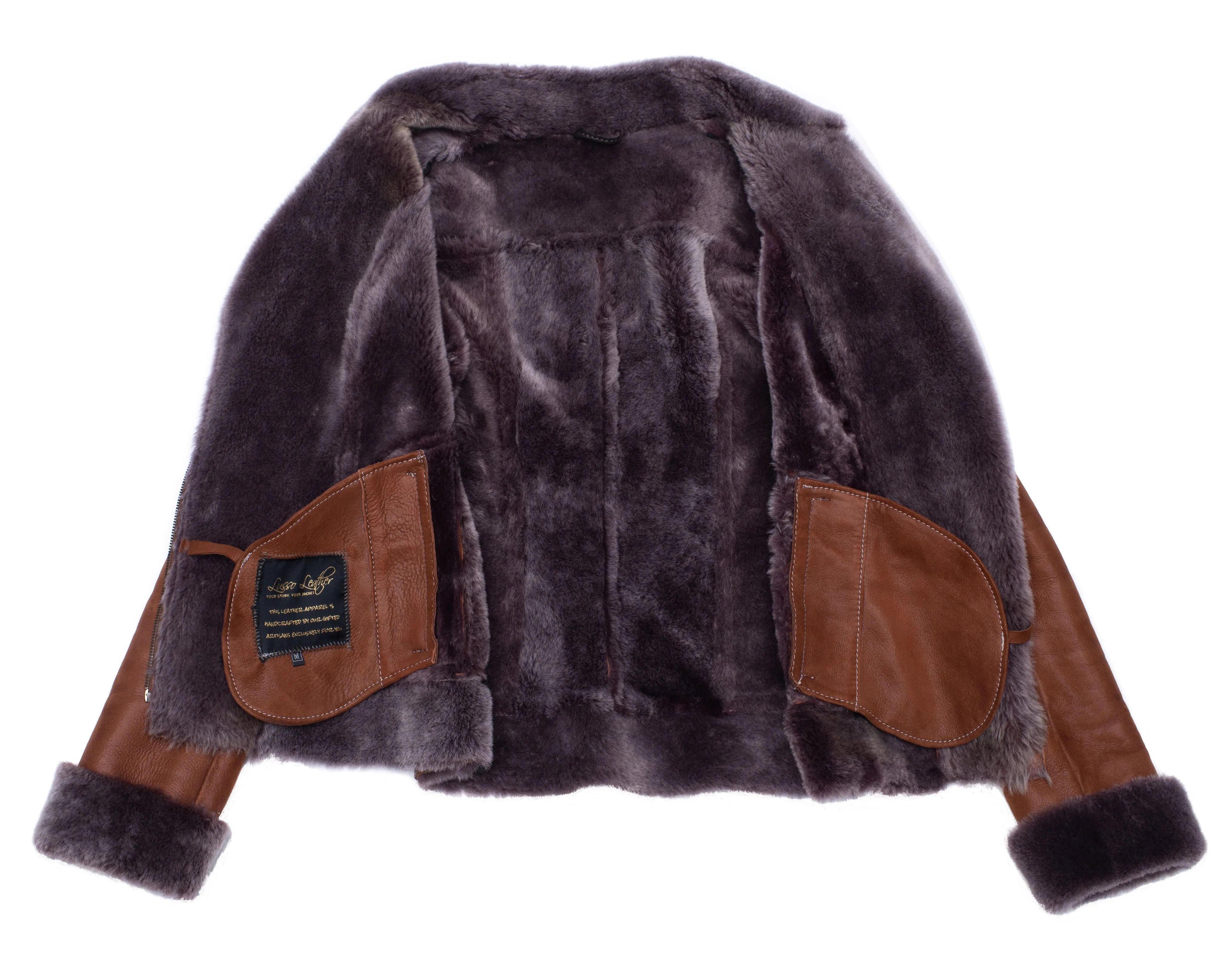 Reyna's Tan Sheepskin Shearling B-3 Bomber Style Jacket