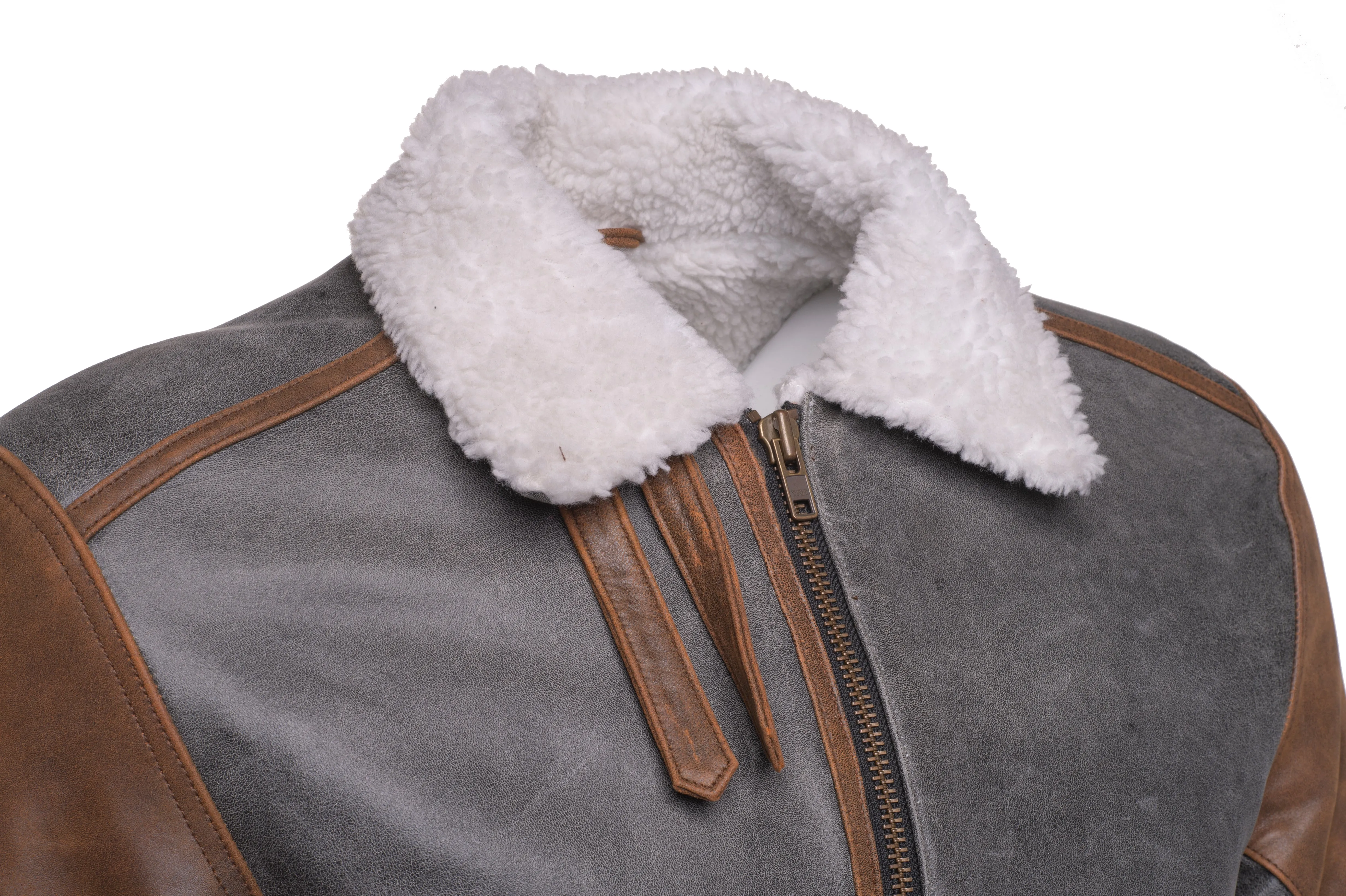 Scott's Patched Leather jacket with Sherpa Lining