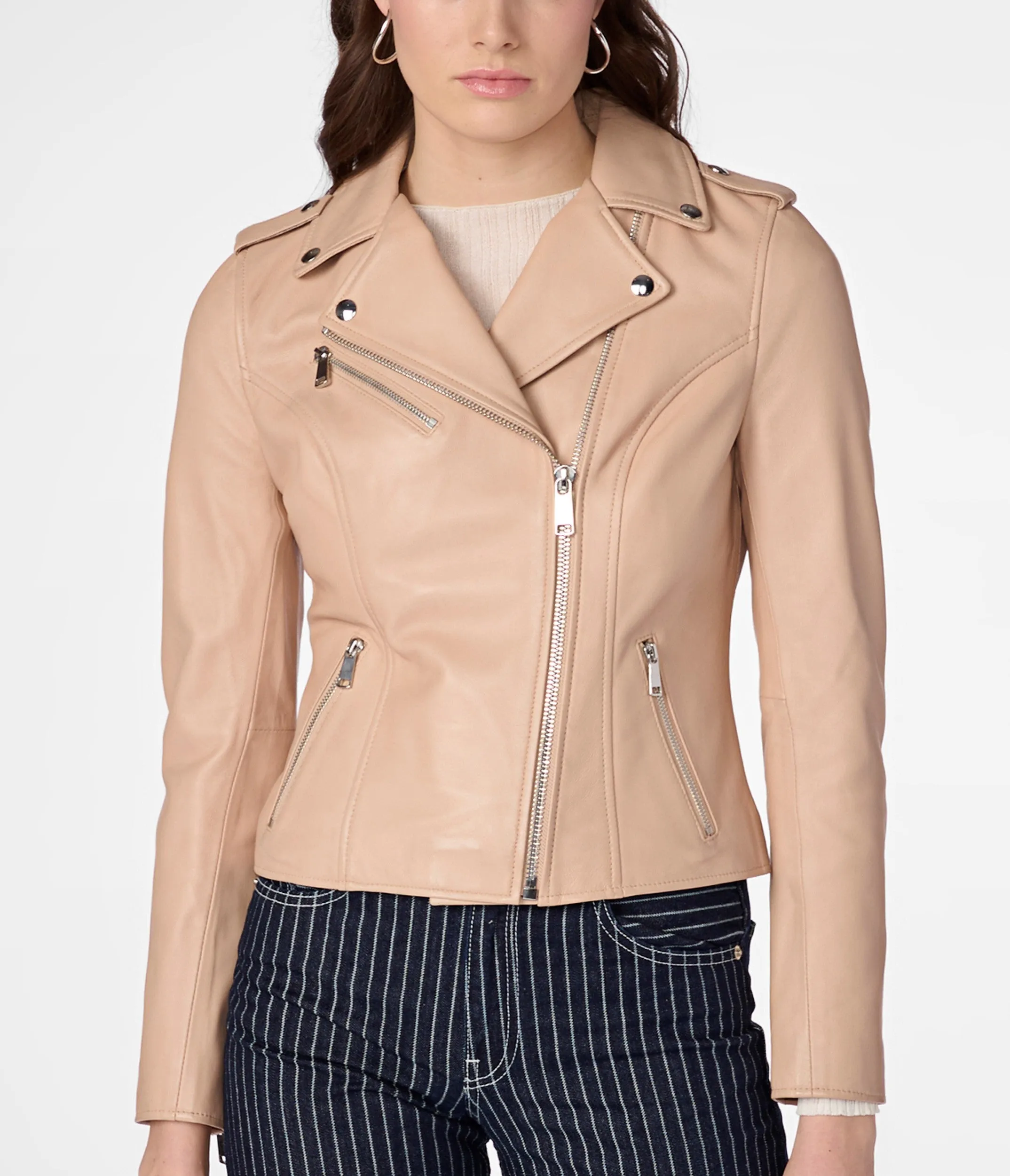 Serena Genuine Leather Moto Jacket