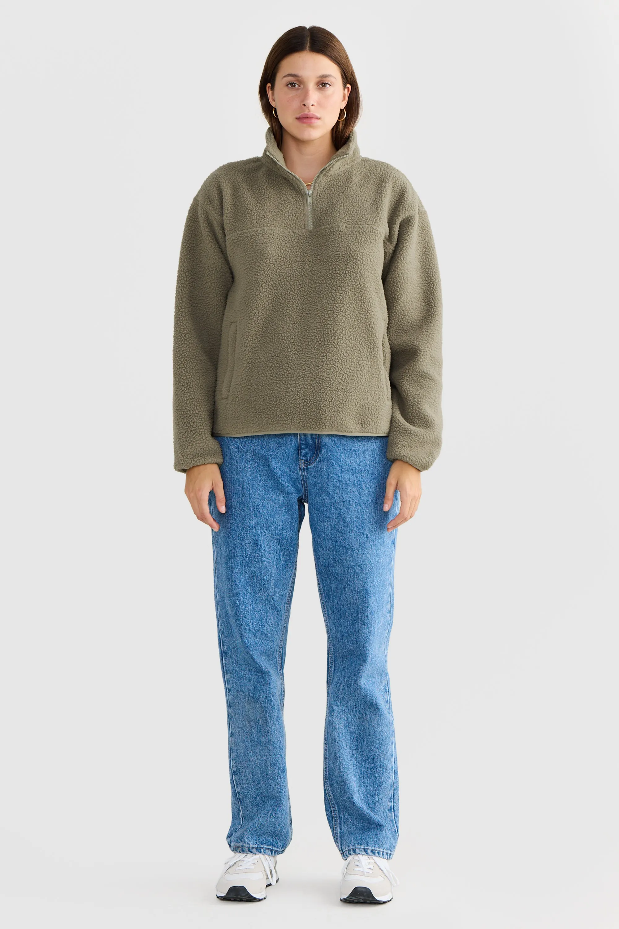 Sherpa Fleece Quarter Zip Moss