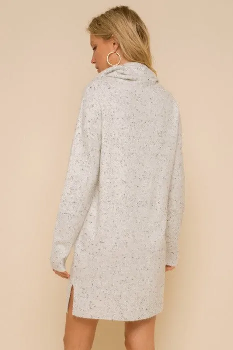 Soft Spackled High Neck Sweater Dress