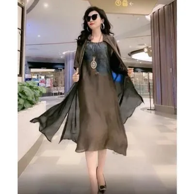 Spring Summer Suit Dresses Female Fashion Loose Oversize 5XL Printed Tops   Dress Womens Short-Sleeved Two-Piece Suit Lady