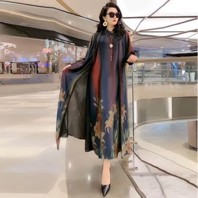 Spring Summer Suit Dresses Female Fashion Loose Oversize 5XL Printed Tops   Dress Womens Short-Sleeved Two-Piece Suit Lady