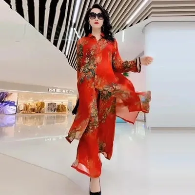 Spring Summer Suit Dresses Female Fashion Loose Oversize 5XL Printed Tops   Dress Womens Short-Sleeved Two-Piece Suit Lady