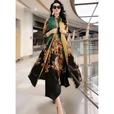 Spring Summer Suit Dresses Female Fashion Loose Oversize 5XL Printed Tops   Dress Womens Short-Sleeved Two-Piece Suit Lady