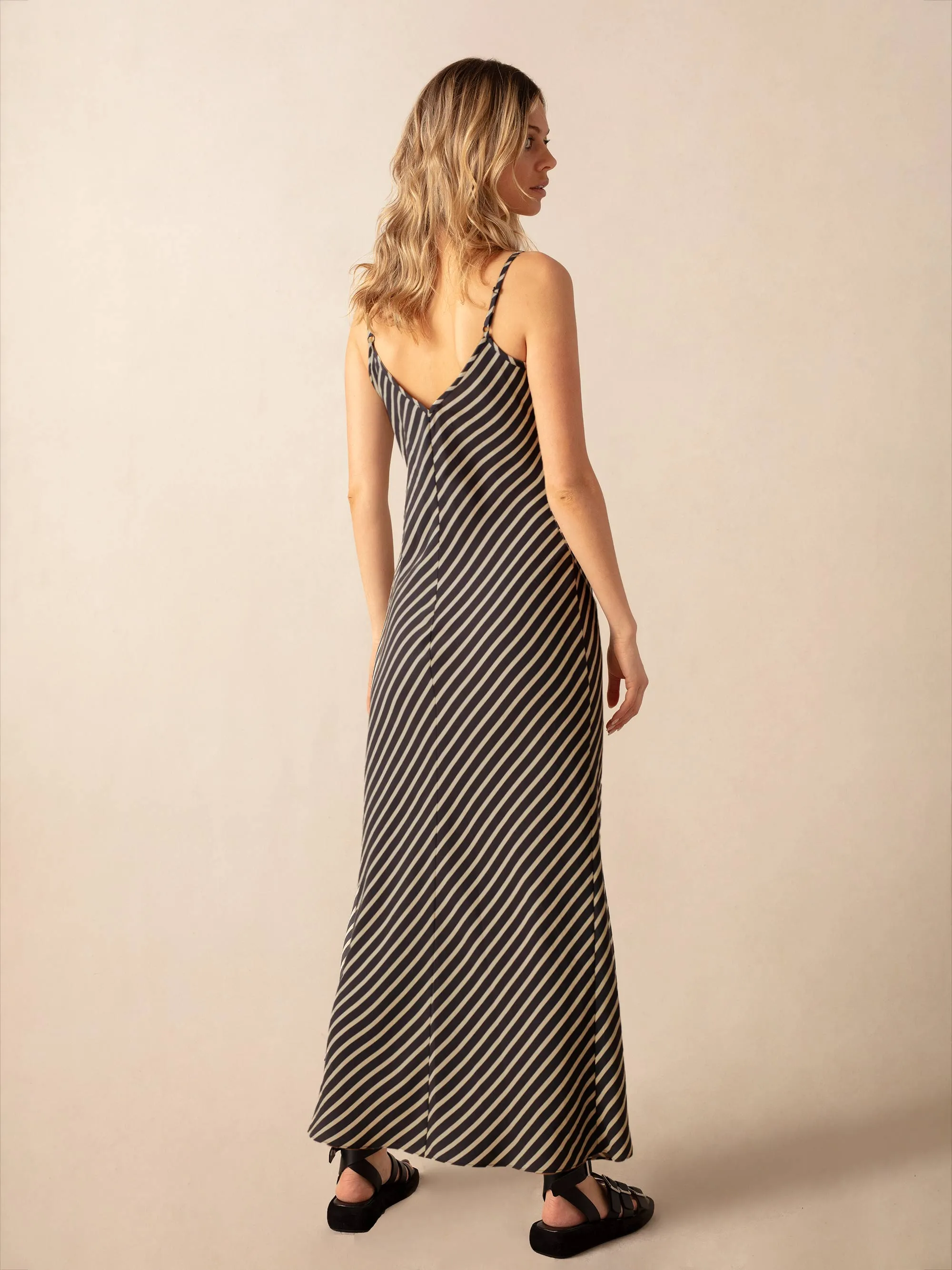 Stone Stripe Slip Maxi Dress