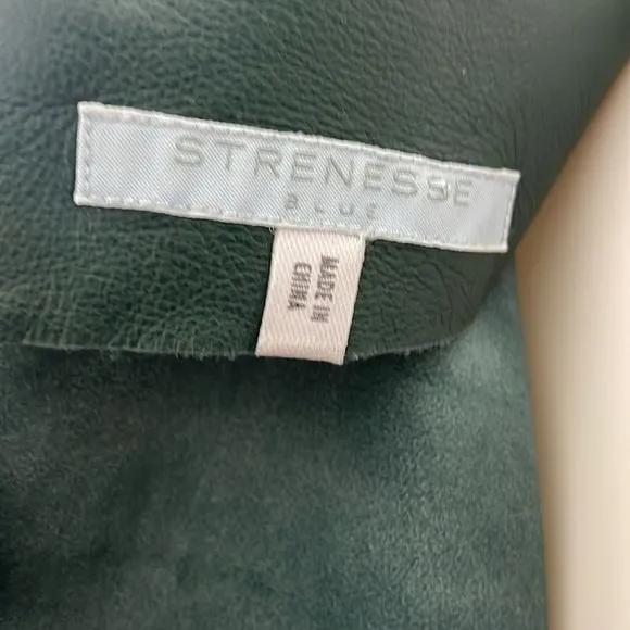 Strenesse GreenLeather Pleated Front Dress