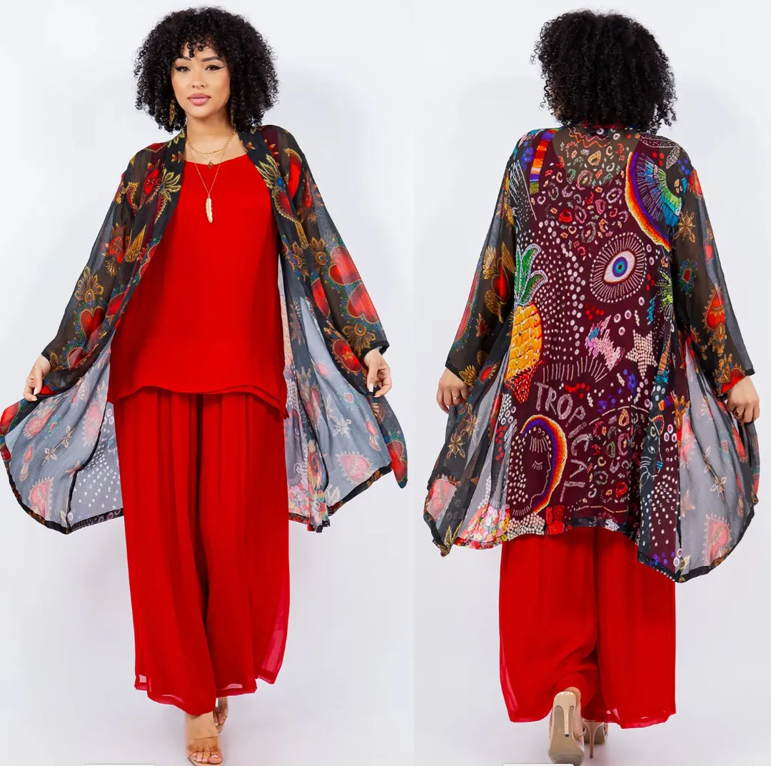 Sunheart Lucid Dreaming Boho Long Jacket Hippie Chic Resort Wear Sml-2X 