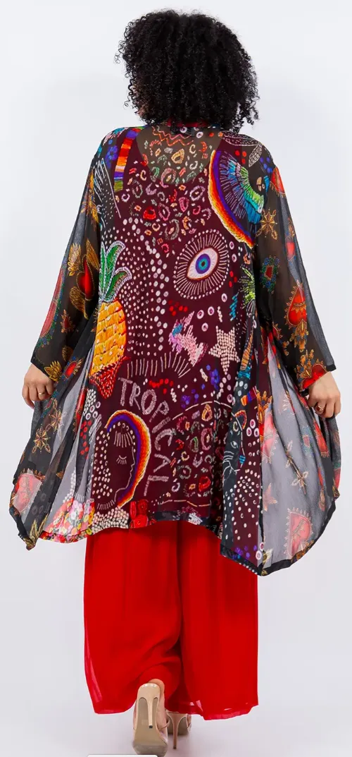 Sunheart Lucid Dreaming Boho Long Jacket Hippie Chic Resort Wear Sml-2X 