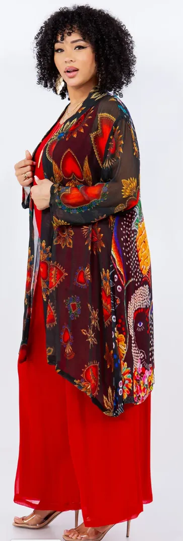 Sunheart Lucid Dreaming Boho Long Jacket Hippie Chic Resort Wear Sml-2X 