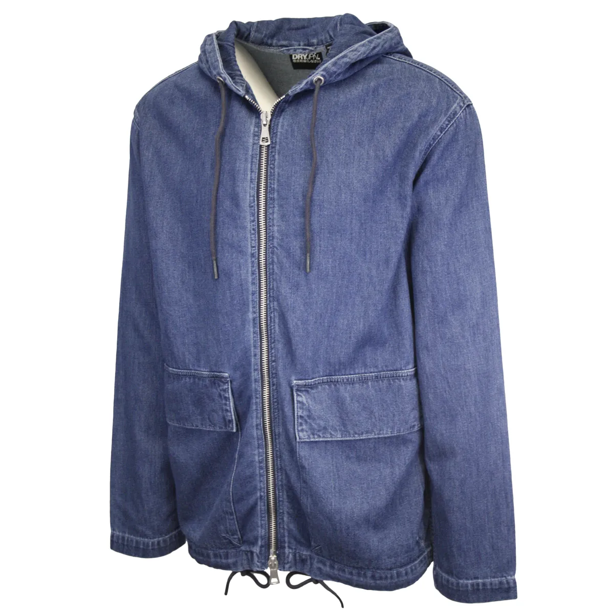 Superdry Men's Mid Blue Denim Hooded Full Zip Jacket (Retail $120)