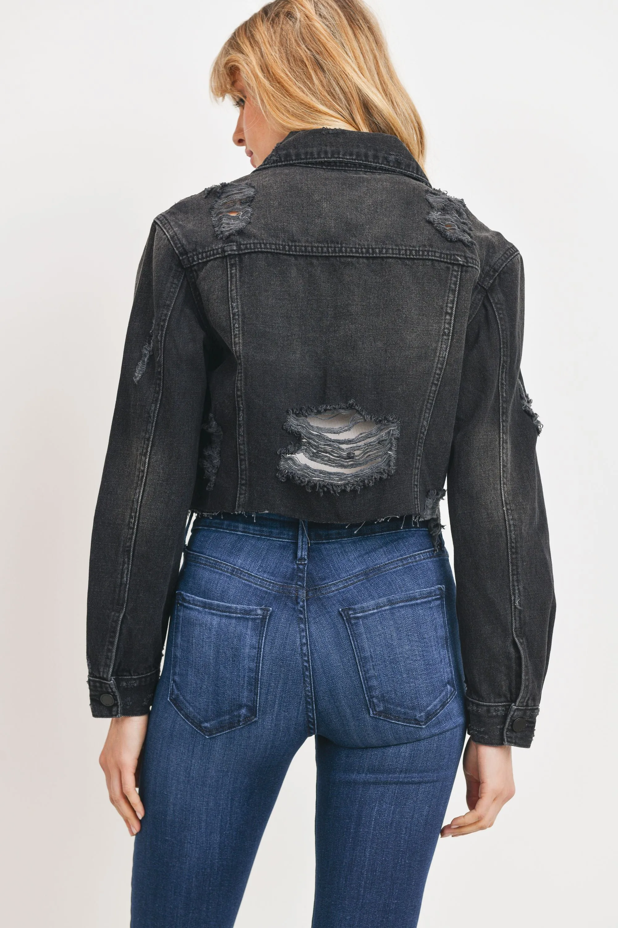 The Amelia Destroyed Cropped Denim Jacket