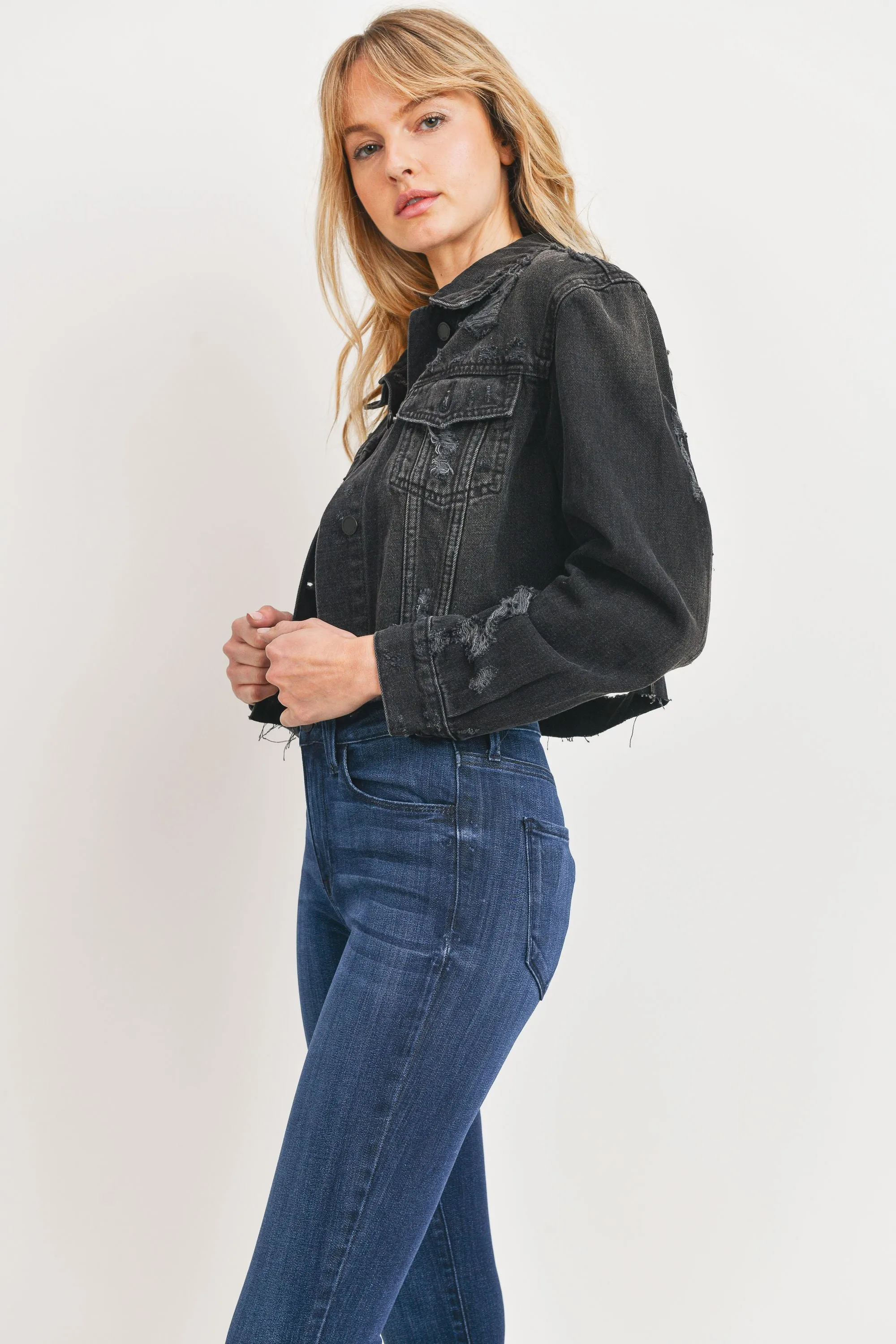 The Amelia Destroyed Cropped Denim Jacket