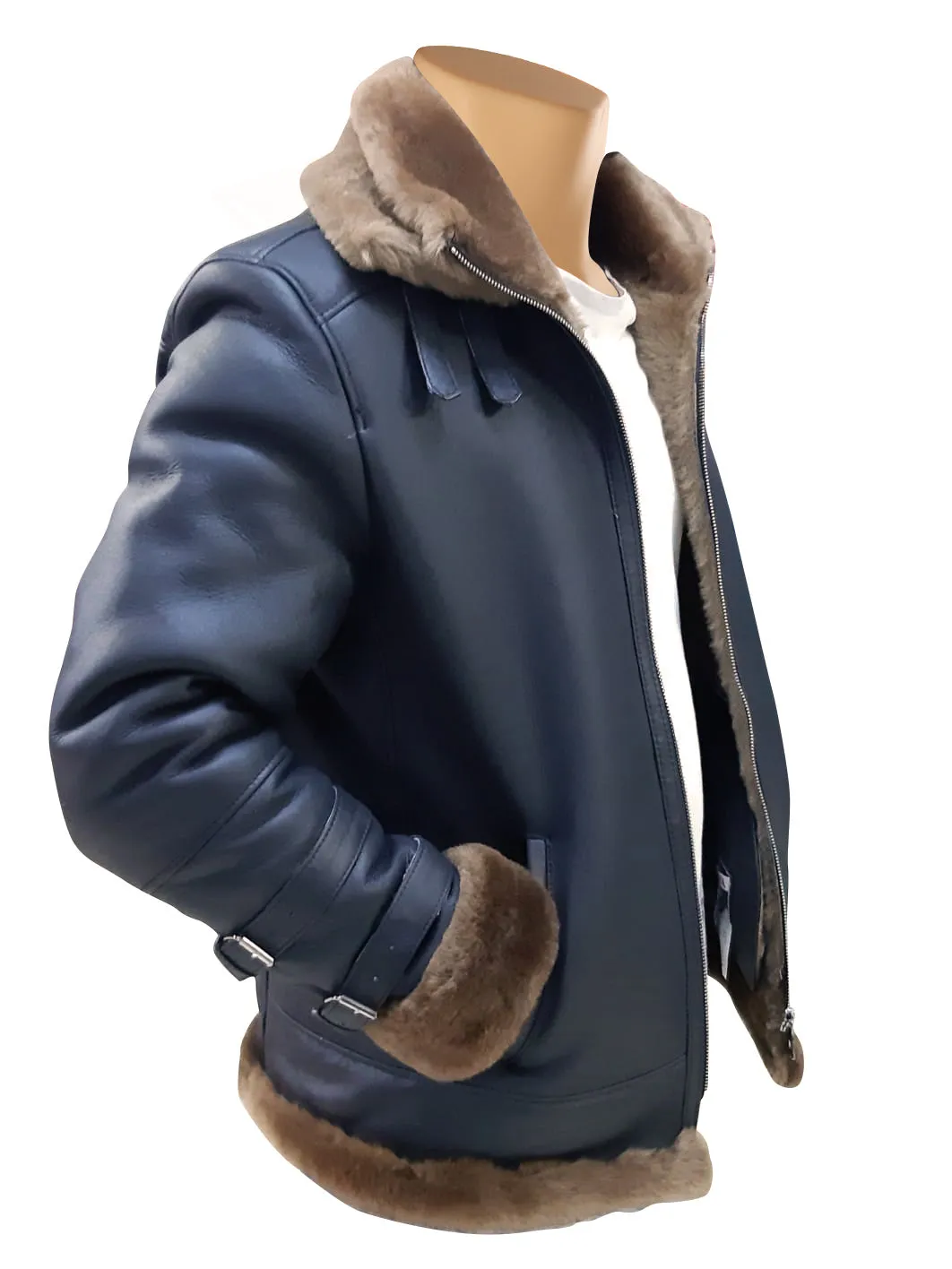 Viktor's black Aviator bomber shearling jacket