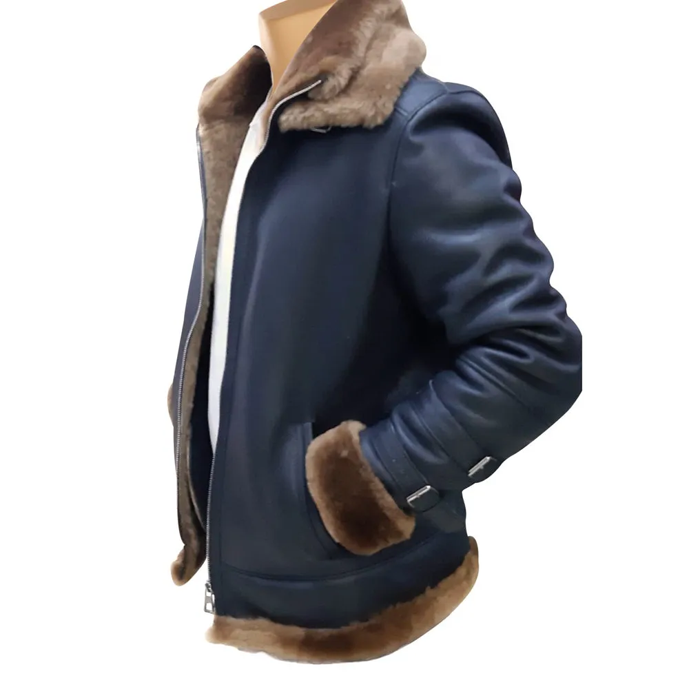 Viktor's black Aviator bomber shearling jacket