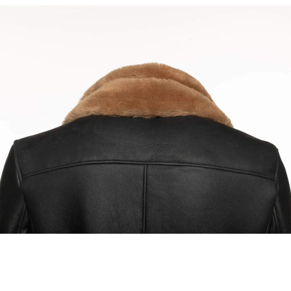 Viktor's black Aviator bomber shearling jacket