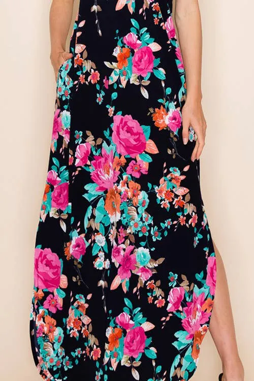 WOMEN FLORAL SUMMER SLEEVELESS MAXI DRESS