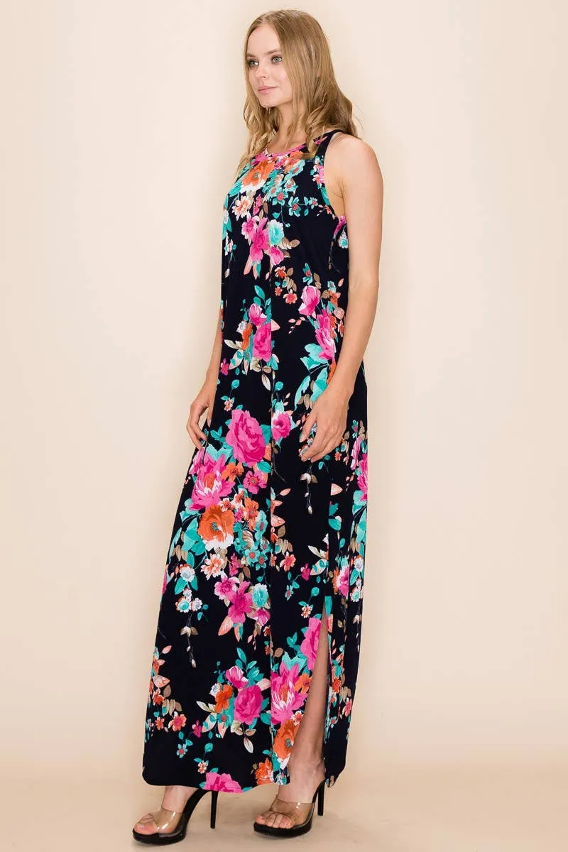 WOMEN FLORAL SUMMER SLEEVELESS MAXI DRESS