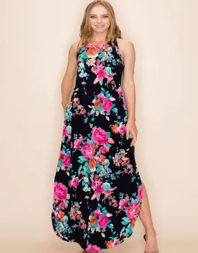 WOMEN FLORAL SUMMER SLEEVELESS MAXI DRESS