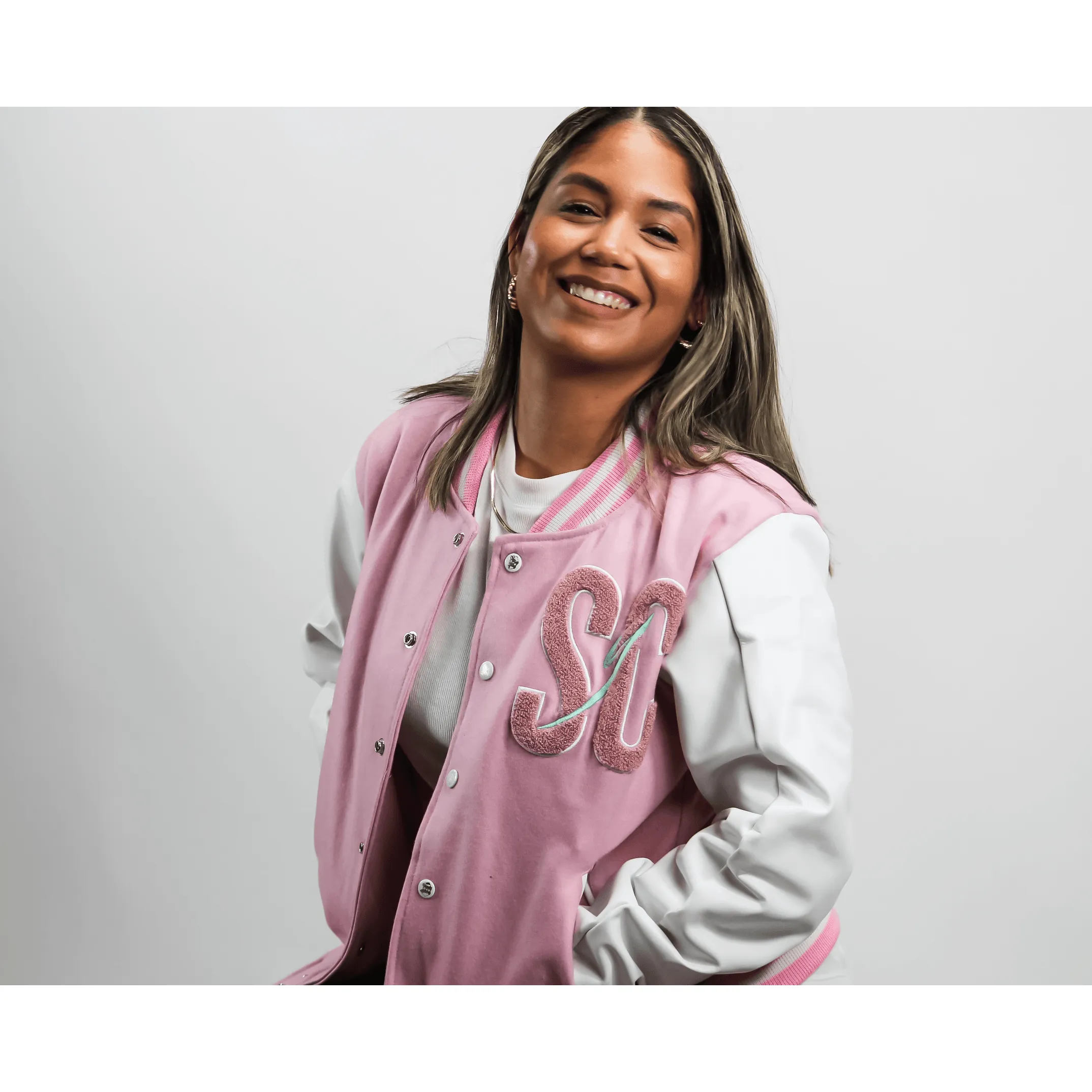 WOMEN VARISTY JACKET - "COTTON CANDY"